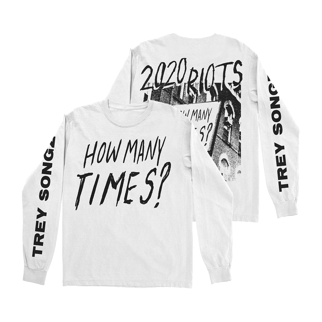 2020 Riots White Long Sleeve T-Shirt (M) | Trey Songz Official Store